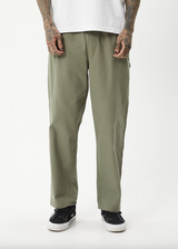 Afends Ninety Eights Baggy Elastic Waist Pants - Olive