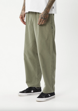 Afends Ninety Eights Baggy Elastic Waist Pants - Olive
