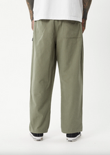 Afends Ninety Eights Baggy Elastic Waist Pants - Olive