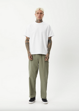 Afends Ninety Eights Baggy Elastic Waist Pants - Olive