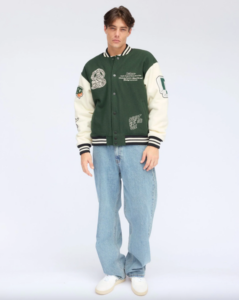 Dr Denim Annivarsity Jacket - Green Patched