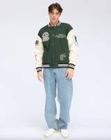 Dr Denim Annivarsity Jacket - Green Patched