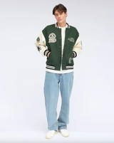 Dr Denim Annivarsity Jacket - Green Patched