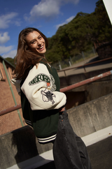 Dr Denim Annivarsity Jacket - Green Patched