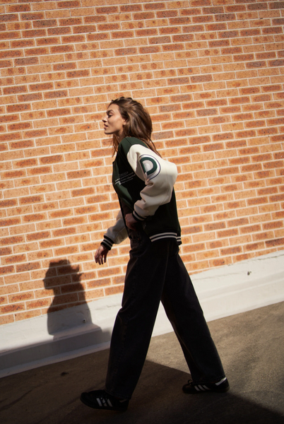 Dr Denim Annivarsity Jacket - Green Patched