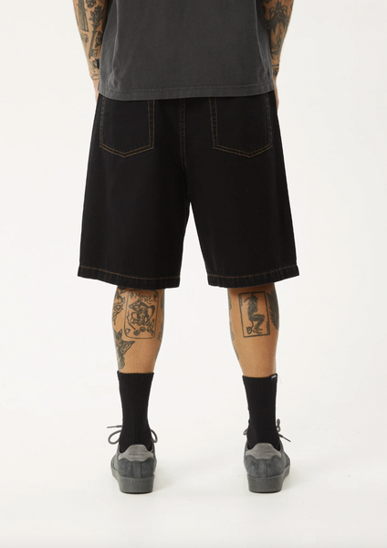 Afends Lil C Denim Baggy Short 22 Inch - Washed Black