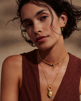 By Charlotte Strength Within Green Onyx Curb Choker - Gold Vermeil