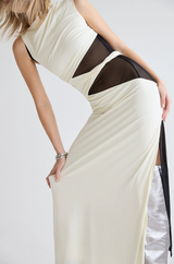 Third Form Interweave Drape Maxi Dress - Cream & Black