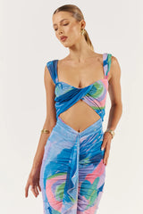 She is OLLÁ Imogen Midi Dress - Bluse Print