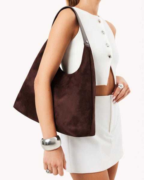 Billini Tammy Shoulder Bag - Chocolate Suede