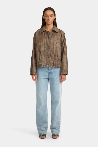 Ownley Vyper Bomber Jacket - Distressed Brown