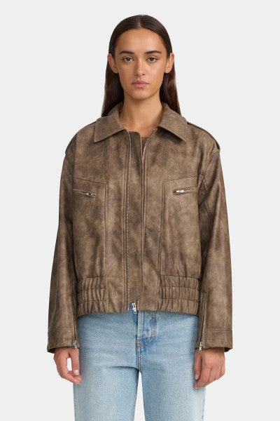 Ownley Vyper Bomber Jacket - Distressed Brown