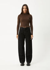Afends Iconic Long Sleeve Rib Top - Coffee