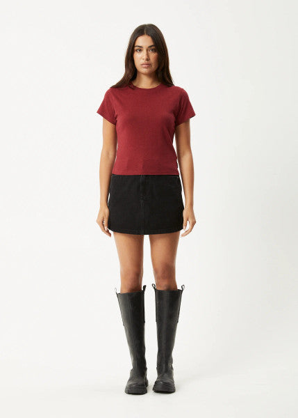 Afends Carmen Hemp Baby Tee - Burgundy