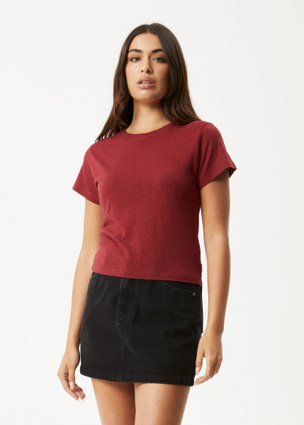Afends Carmen Hemp Baby Tee - Burgundy