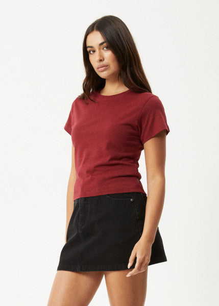 Afends Carmen Hemp Baby Tee - Burgundy