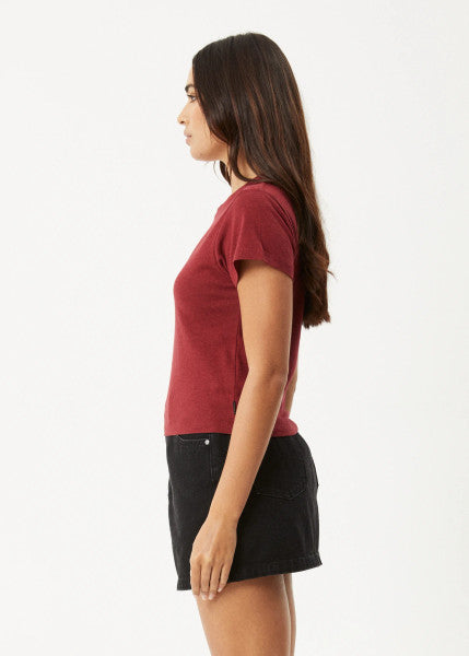 Afends Carmen Hemp Baby Tee - Burgundy