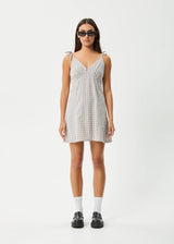 Afends Drew Organic Seersucker Mini Dress - Taupe Check