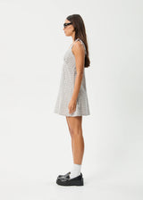Afends Drew Organic Seersucker Mini Dress - Taupe Check