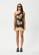 Afends Set Fire One Shoulder Dress - Coffee