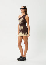 Afends Set Fire One Shoulder Dress - Coffee