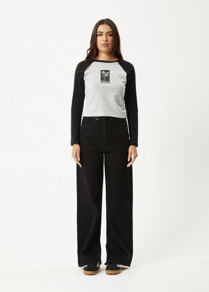 Afends Adele Long Sleeve Raglan Tee - Black/Grey Marle