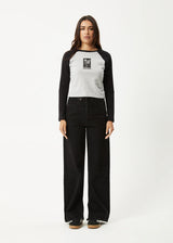 Afends Adele Long Sleeve Raglan Tee - Black/Grey Marle