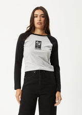Afends Adele Long Sleeve Raglan Tee - Black/Grey Marle