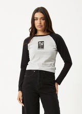 Afends Adele Long Sleeve Raglan Tee - Black/Grey Marle