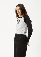 Afends Adele Long Sleeve Raglan Tee - Black/Grey Marle