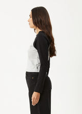 Afends Adele Long Sleeve Raglan Tee - Black/Grey Marle