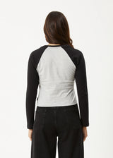 Afends Adele Long Sleeve Raglan Tee - Black/Grey Marle