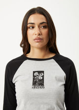 Afends Adele Long Sleeve Raglan Tee - Black/Grey Marle