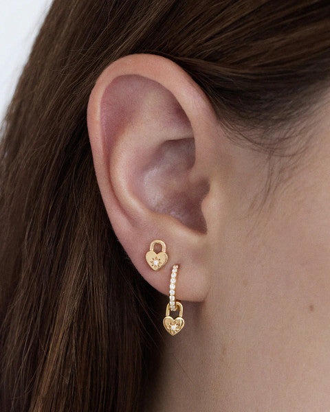 By Charlotte Crystal Lotus Heart Stud Earrings - 18k Gold Vermeil