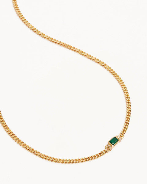 By Charlotte Strength Within Green Onyx Curb Choker - Gold Vermeil