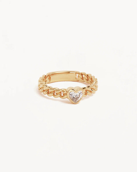 By Charlotte Radiant Heart Engravable Ring - 18k Gold Vermeil