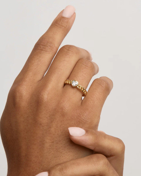 By Charlotte Radiant Heart Engravable Ring - 18k Gold Vermeil