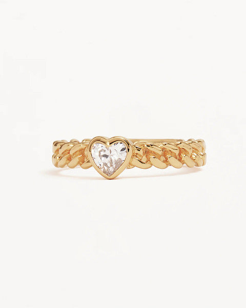By Charlotte Radiant Heart Engravable Ring - 18k Gold Vermeil