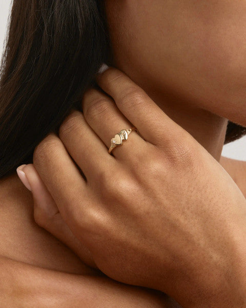 By Charlotte Forever Intertwined Heart Signet Ring - 18k Gold Vermeil