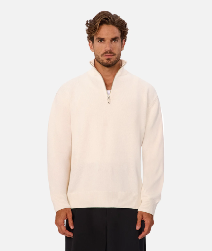 Industrie The Maine Zip Neck Knit - Chalk